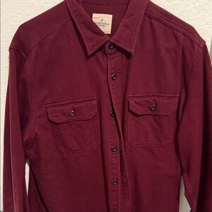 American Eagle Outfitters Burgundy Casual Button Down Shirt
